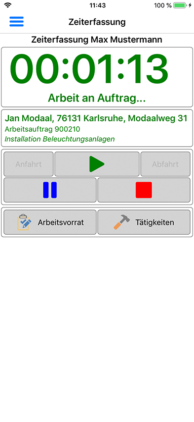 Screenshot: Auftragsliste — Vorher